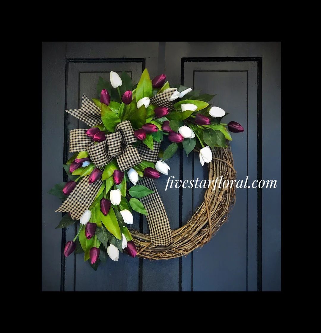 Wreaths for Front Door, Tulip Wreath, Spring Wreath for Front Door, Everyday Wreaths for Front Do... | Etsy (US)