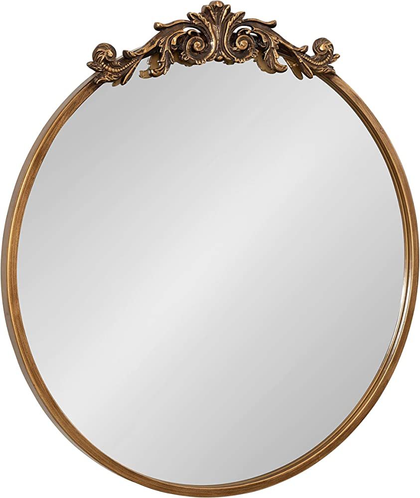 Kate and Laurel Arendahl Ornate Glam Round Mirror, 24 Inch Diameter, Gold, Dramatic Baroque Style... | Amazon (US)