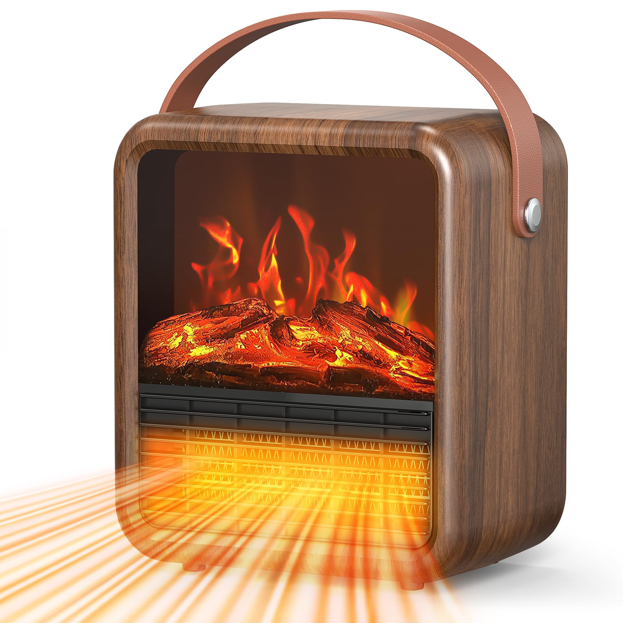 Small Portable Space Heater for Indoor use with Realistic 3D Flame, Mini Electric Fireplace Heate... | Amazon (US)
