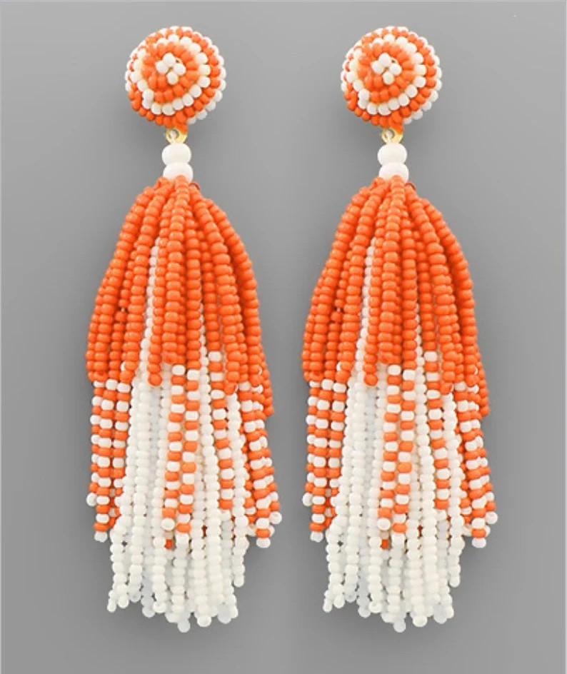 Game Day Earrings Orange/white - Etsy | Etsy (US)