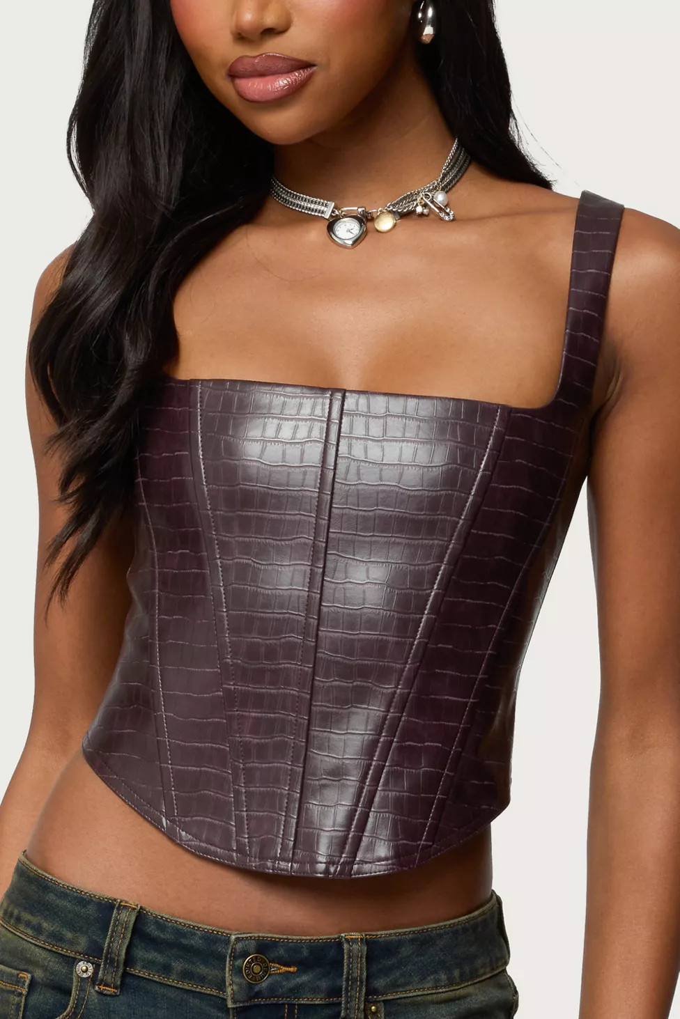 Edikted Shana Faux Croc Corset | Urban Outfitters (US and RoW)