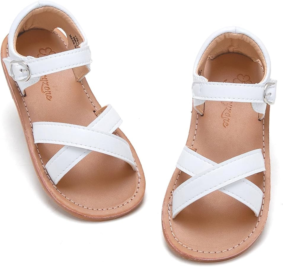 Flaryzone Toddler/Little Kids' Classic Rome Open-Toe Flat Sandals | Amazon (US)