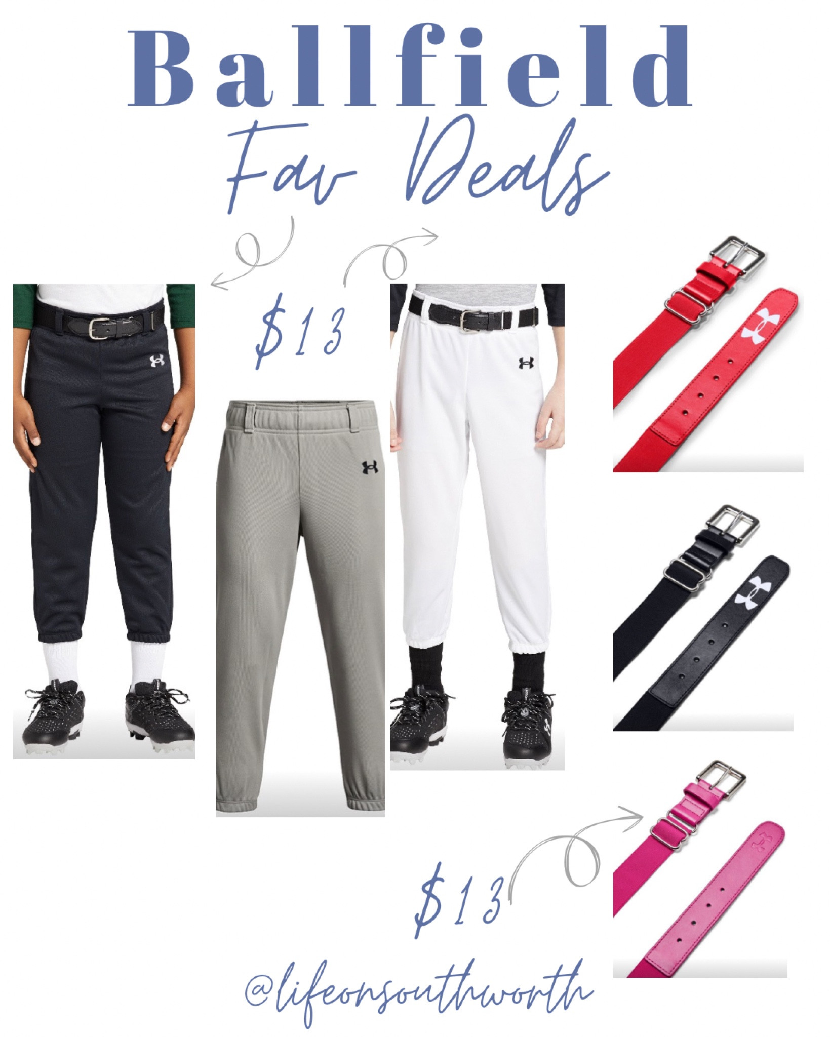 Can your kids have enough baseball pants? I know my kids tend to outgrow or stain them to the point of no return so I’m definitely grabbing some for the ball season. 
These are great for practice pants or extra game day pants. Love the UA belts too, lots of color options too. These are all awesome deals so grab them while you can! 


#baseball #softball #teeball #ballfieldlife #momlife #ballseason 

#LTKActive #LTKFindsUnder50 #LTKKids