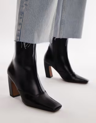 Topshop Nyla ankle boots with angled block heel in black | ASOS | ASOS (Global)