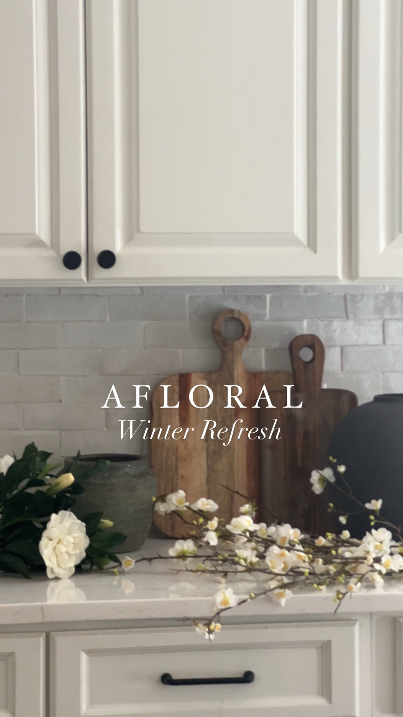 Afloral Winter Refresh | winter florals | spring florals | winter decor | spring decor | faux stems | quince blosss | gardenia flower | kitchen island decor | home decor 
Use code CREATOR for 10% off orders of $75+.
I used two Quince stems and 1 Gardenia flower stem.

#LTKSeasonal #LTKFindsUnder100 #LTKHome