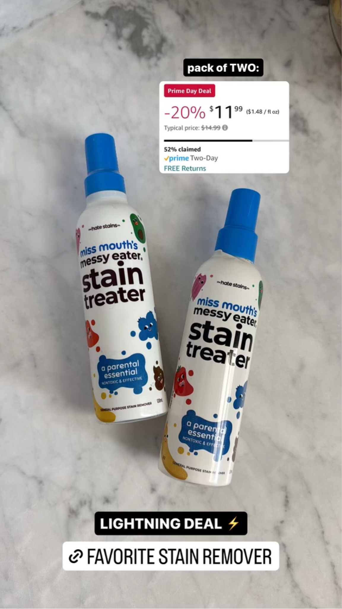 Our go-to stain remover! On lightning deal for prime days! 

#LTKBaby #LTKSaleAlert