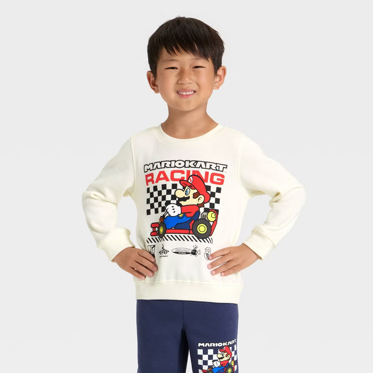 Toddler Boys' 2pc Nintendo Mario Kart Fleece Pullover and Bottom Set - Blue/Ivory 5T | Target