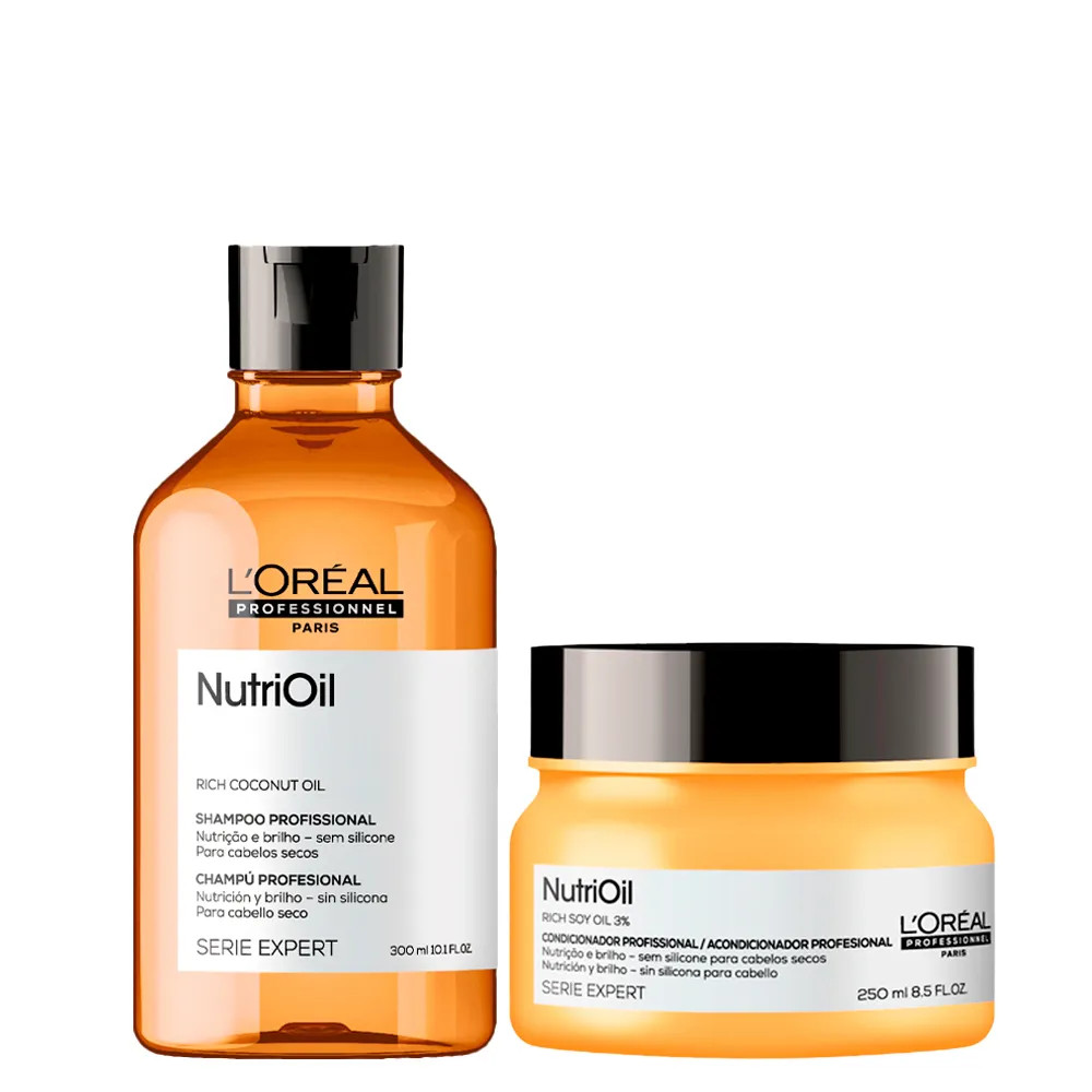 Kit L'Oréal Professionnel Serie Expert NutriOil - Shampoo 300 ml + Máscara Nutritiva 250 ml | Amobeleza (BR)