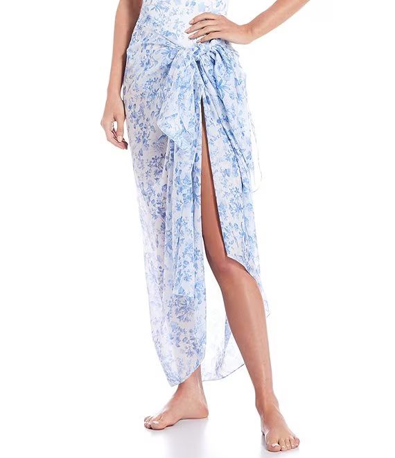 x Born on Fifth Family Matching Blue Bird Antibes Floral Print Pareo Sarong Swimsuit Cover Up | Dillards