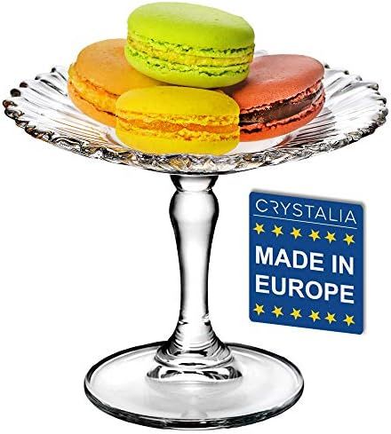 Crystalia Glass Small Patisserie Service Platter, Small Footed Round Cake Cupcake Stand for Cookies, | Amazon (US)