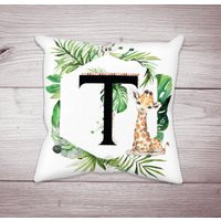 Personalized Safari Nursery Pillow, Crib Bedding, Decor, Jungle Nursery, Baby Boy Giraffe Pillow | Etsy (US)