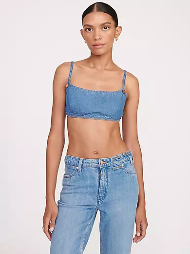 Wrangler + STAUD The Jean Bikini Top in Mid Blue | Wrangler