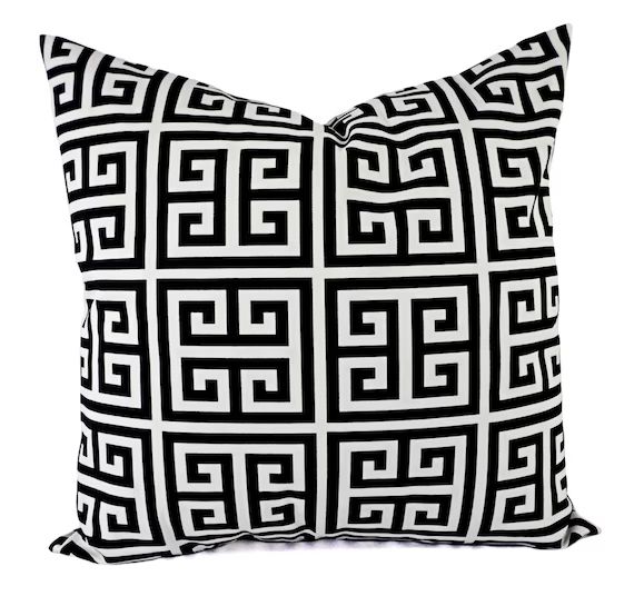 Decorative Pillow Covers - Two Black Geometric Throw Pillows - Greek Key Pillow Cover - Accent Pi... | Etsy (US)
