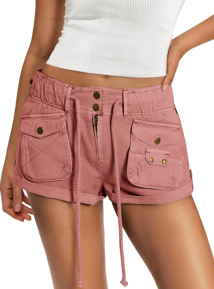 Panadila Womens Cargo Shorts Drawstring Low Rise Mini Shorts Y2k Going Out Bottoms Summer Streetw... | Amazon (US)