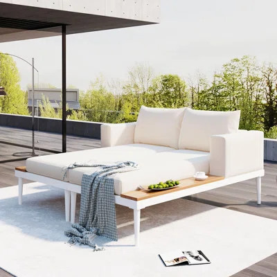 55.02'' Wide Outdoor Rectangle Patio Daybed with Cushions | Wayfair North America