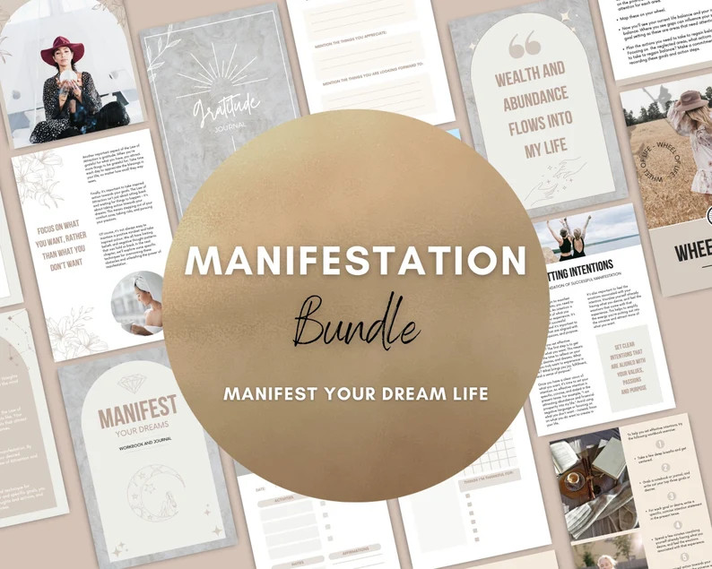 Manifestation Digital Bundle Gratitude Journal, Manifestation Workbook, E-book, Wheel of Life - E... | Etsy (US)