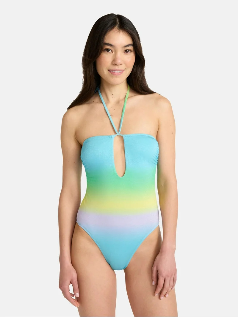 No Boundaries Tie Neck One Piece Swimsuit, Women’s | Walmart (US)