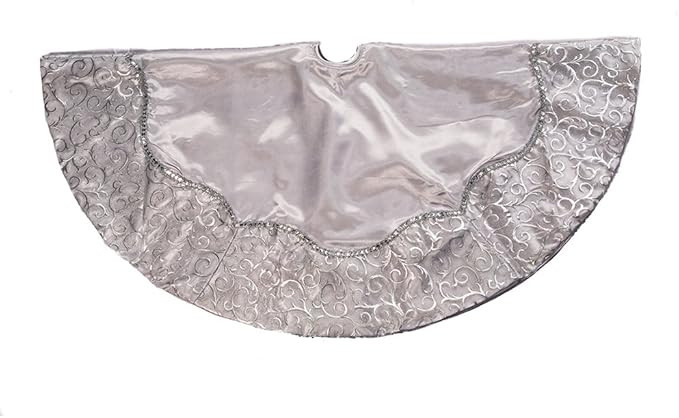Kurt Adler 48-Inch Silver Satin with Printed Border Treeskirt | Amazon (US)