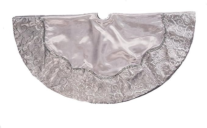 Kurt Adler 48-Inch Silver Satin with Printed Border Treeskirt | Amazon (US)