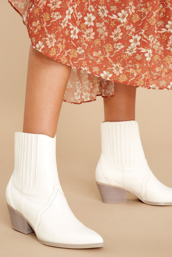 Strike A Chord White Ankle Booties | Red Dress 