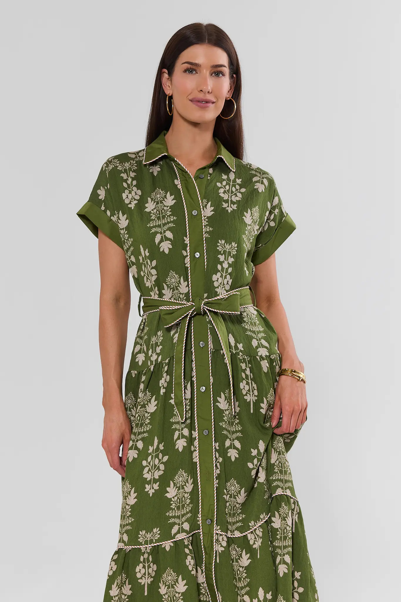 Cleo Green Printed Midi Dress | Avara
