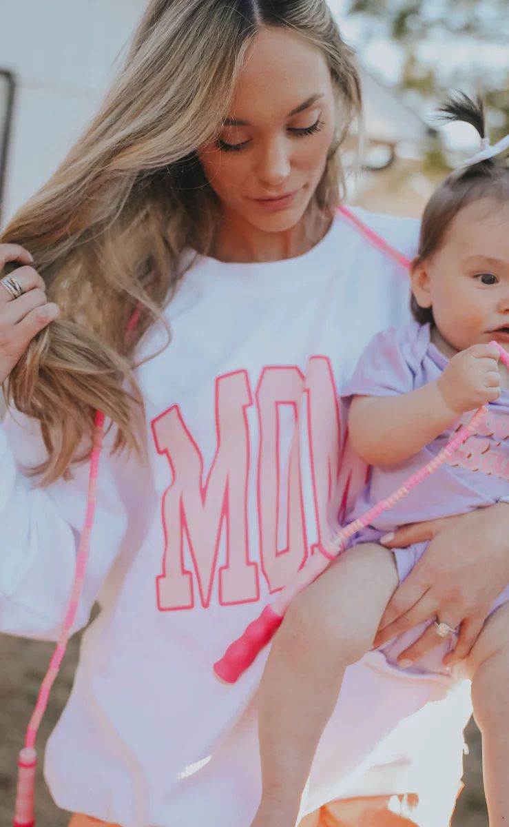 charlie southern: mom block pink corded sweatshirt | RIFFRAFF
