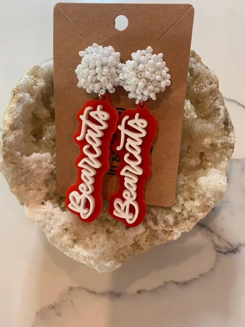 Orange and White Bearcats Earrings - Etsy | Etsy (US)