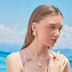 Gold Boho Ocean Earrings, Shell Earrings Seashell Stud Earrings Beach Jewelry Gifts for Women | Amazon (US)