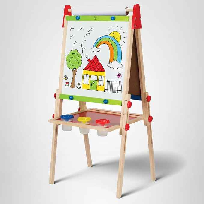 Hape E1010 Magnetic All in 1 Kids Height Adjustable Drawing Dry-Erase Chalkboard Wooden Artist Ea... | Amazon (US)