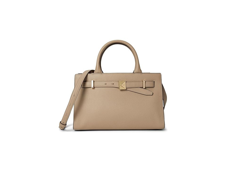Kate Spade New York Deco Pebbled Leather Satchel Satchel Women's Handbags Timeless Taupe | Zappos