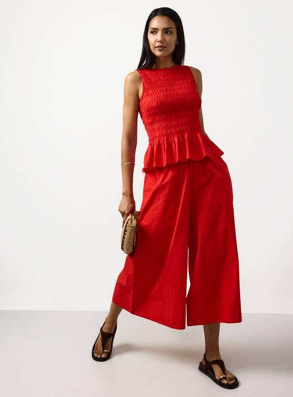 Buy Bright Red Wide Leg Poplin Palazzo Trousers 16 | Trousers | Tu | Tu Clothing