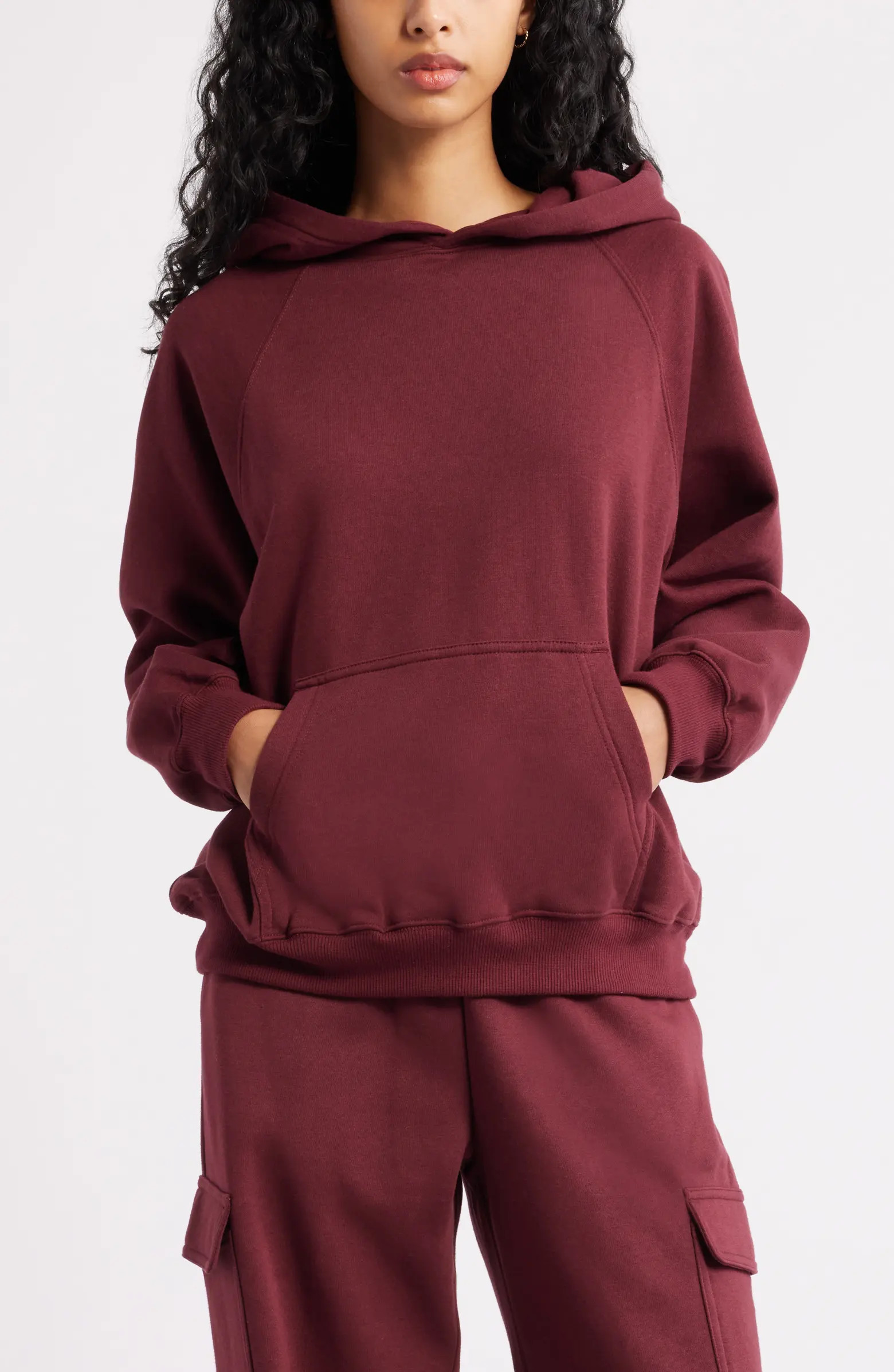 Fleece Detail Oversize Raglan Hoodie | Nordstrom