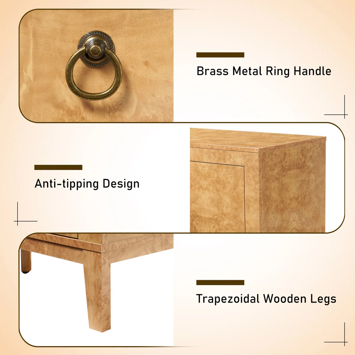 Adamarys Mid Century Modern Highgloss Burl Wood Sideboard | Wayfair North America