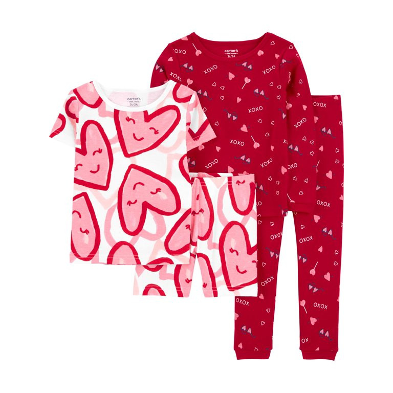 Carter's Child of Mine Baby and Toddler Girl Valentine's Day Pajama Set, 4-Piece, Sizes 12M-5T | Walmart (US)