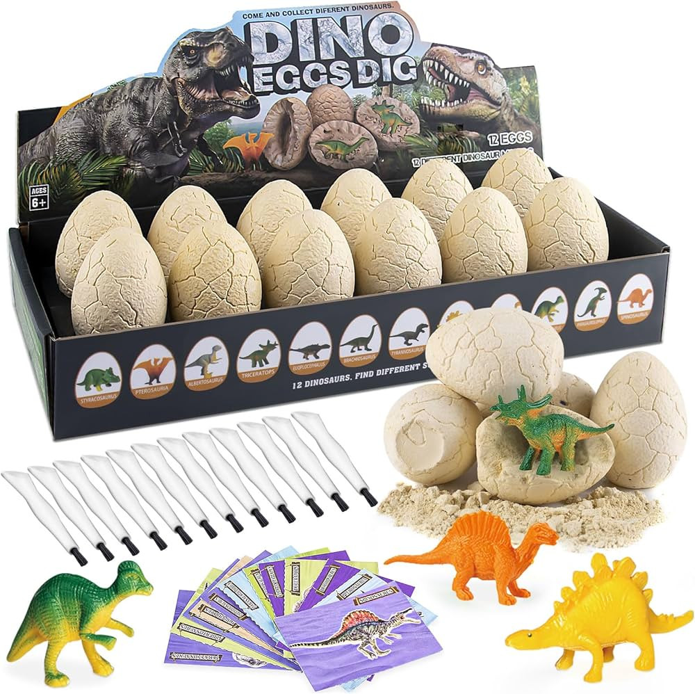 Dinosaur Eggs Excavation Dig Kit - 12 Unique Eggs Dinosaur Toy, Easter Eggs Science STEM Gifts fo... | Amazon (US)