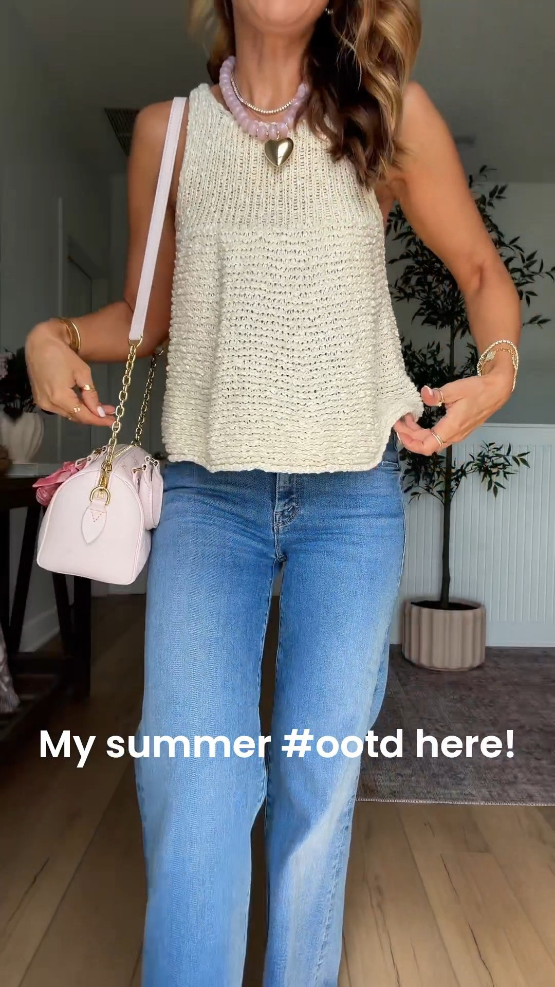 My summer outfit of the day here! PETITES The Lil Roller Fray in size 24, linking the regular length at the bottom! Sweater tank top in XXS. Jelly sandals are whole sizes only. I’m a 6.5 and sized up to a 7 in these. They are so comfortable! Elevated casual outfit. Summer outfit. Mom outfit.

#LTKootd #LTKgrwm #LTKPetite