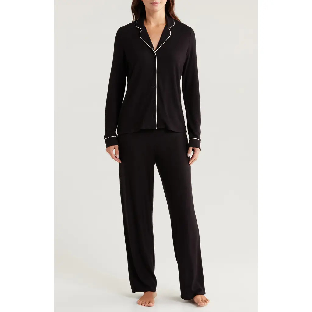 Nordstrom Brushed Hacci Pajamas in Black at Nordstrom Rack, Size Medium | Nordstrom Rack