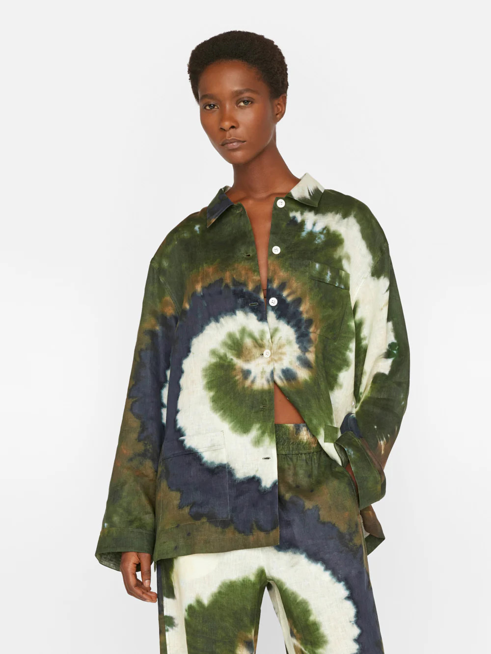 Oversized Tie Dye Shirt -- Fatigue Multi | Frame Denim
