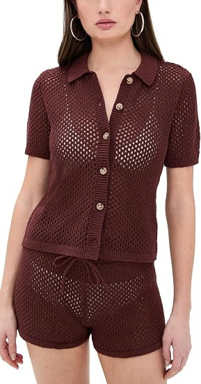 Onia Women's Crochet Knit Button Up | Amazon (US)