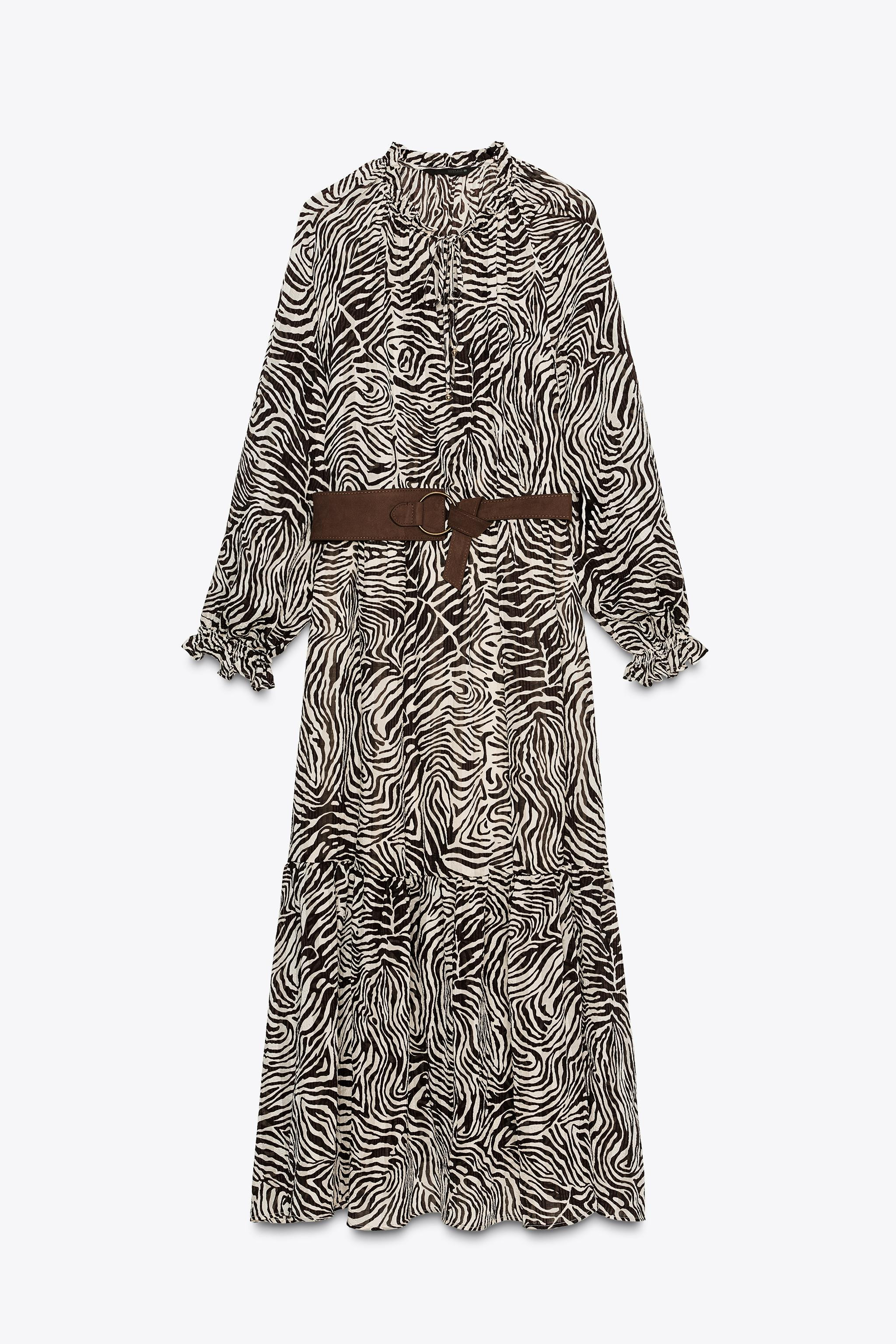 ANIMAL PRINT BELTED DRESS | Zara US