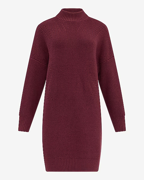 Mock Neck Long Sleeve Mini Sweater Dress | Express