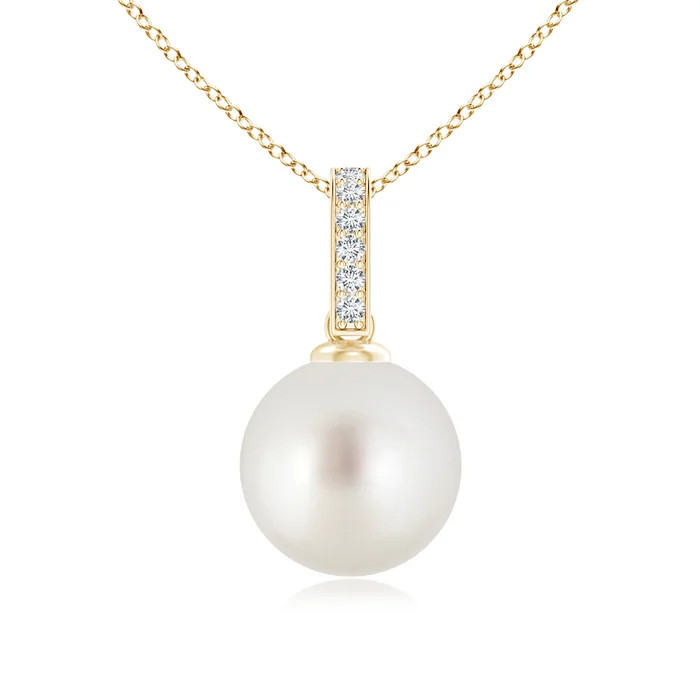 South Sea Pearl Drop Pendant with Diamond Bale | Angara