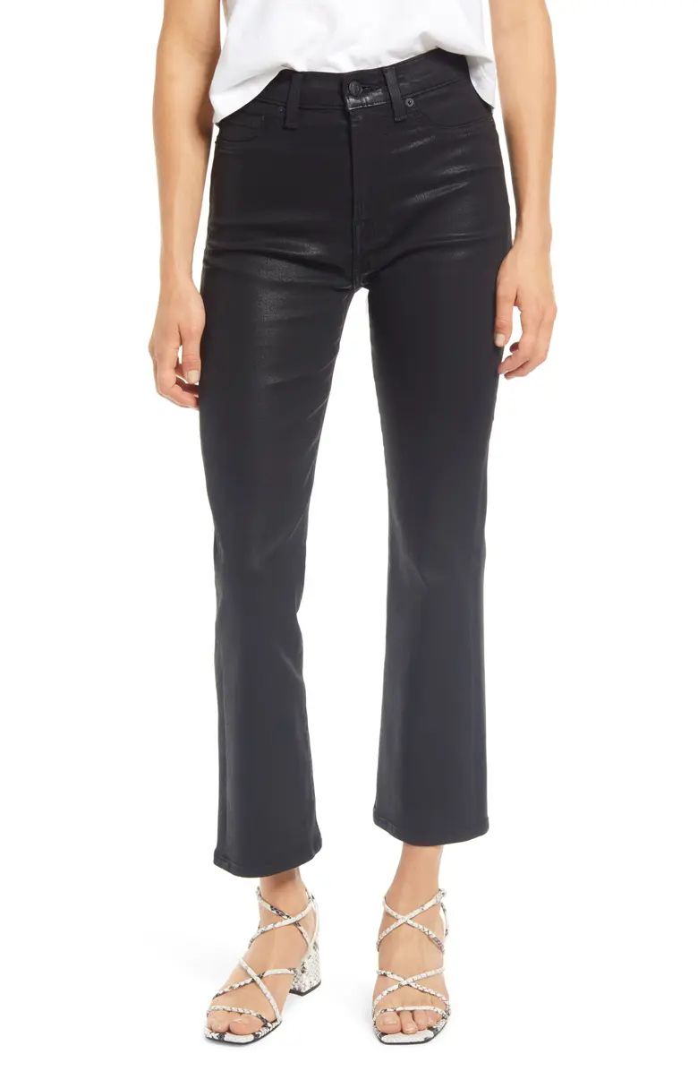 Coated High Waist Crop Flare Jeans | Nordstrom