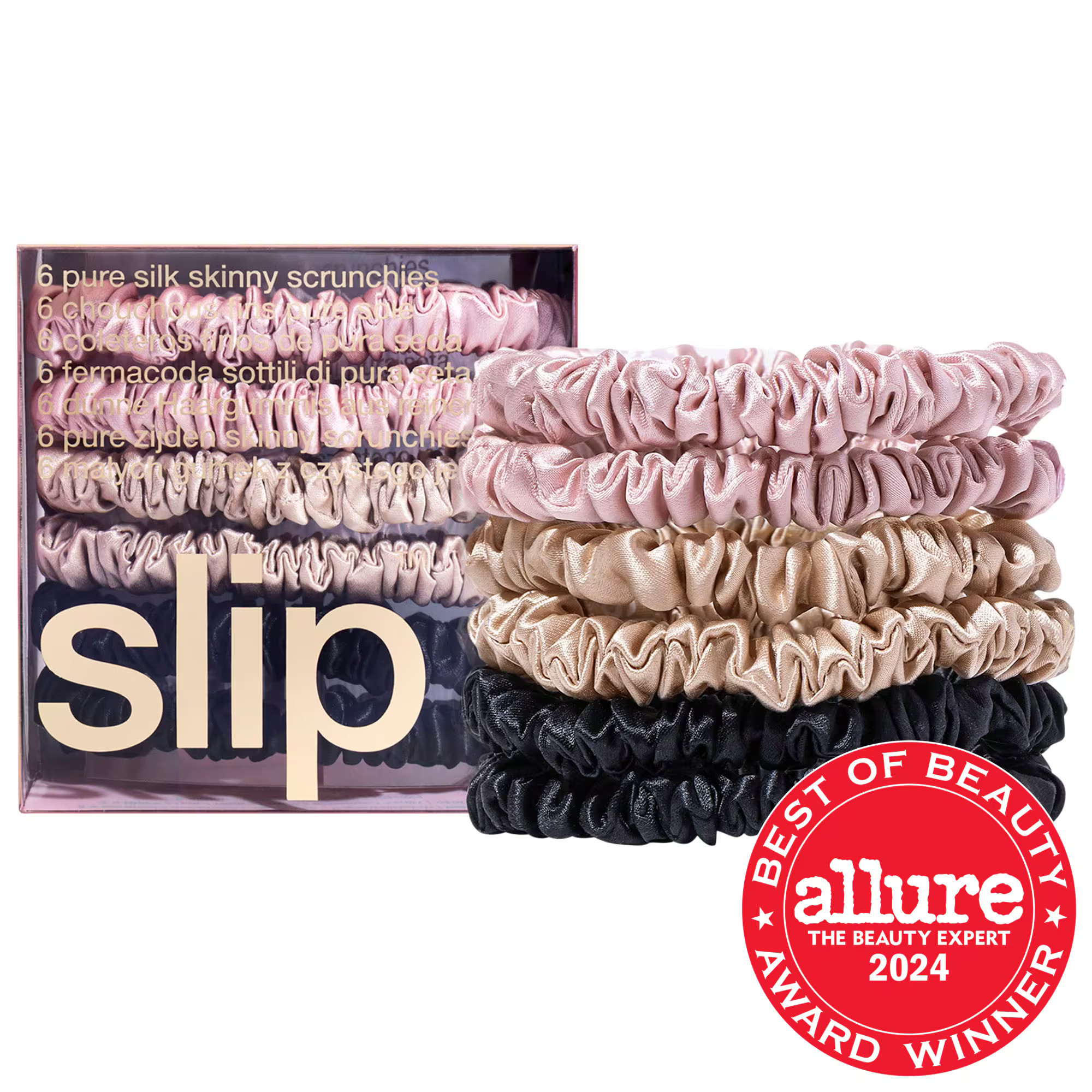 Small Slipsilk Scrunchies - 6 pack Black, Pink, Caramel | Sephora (US)