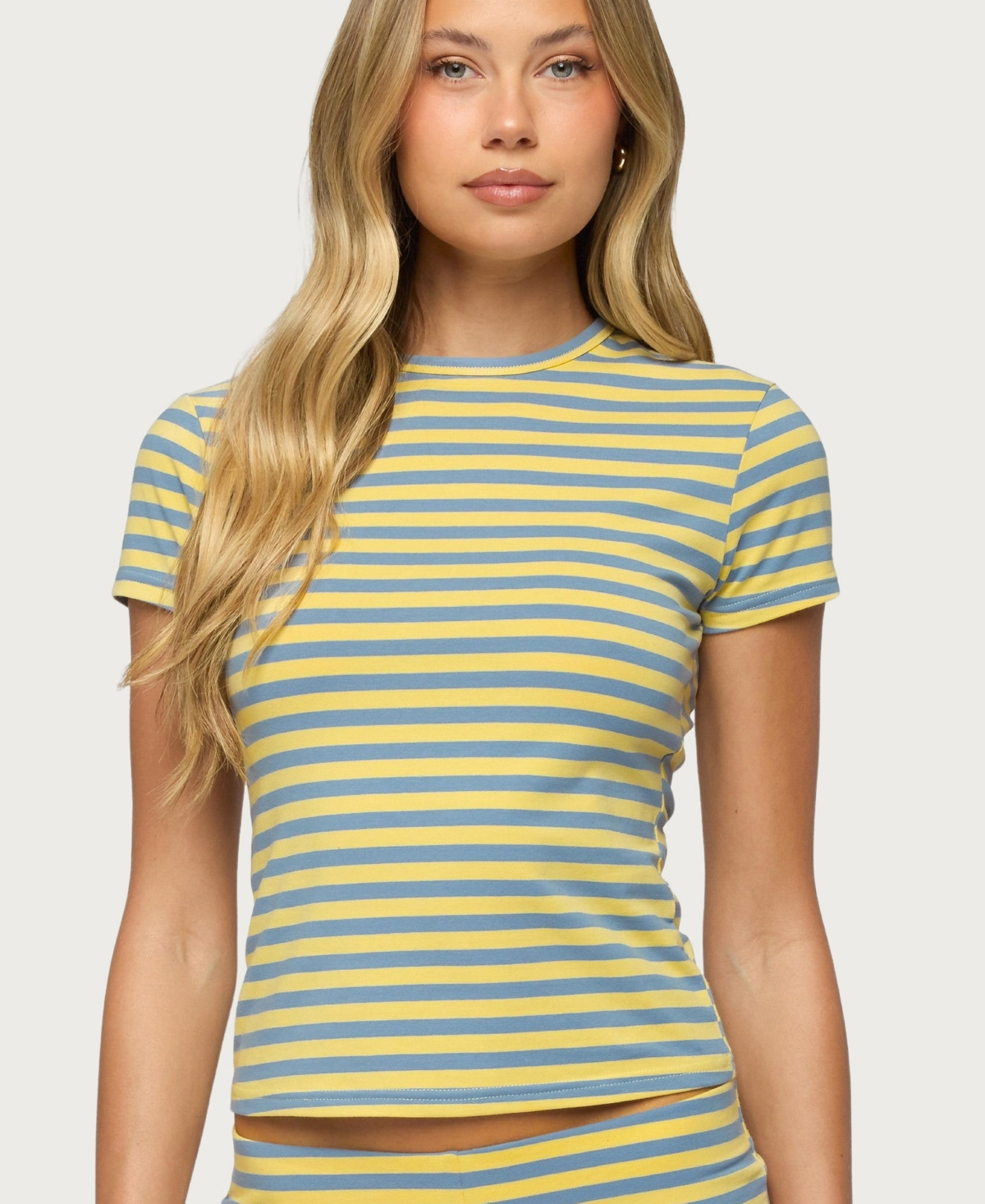 Edikted Women's Isara Striped T Shirt - Blue-and-yellow | Macy's