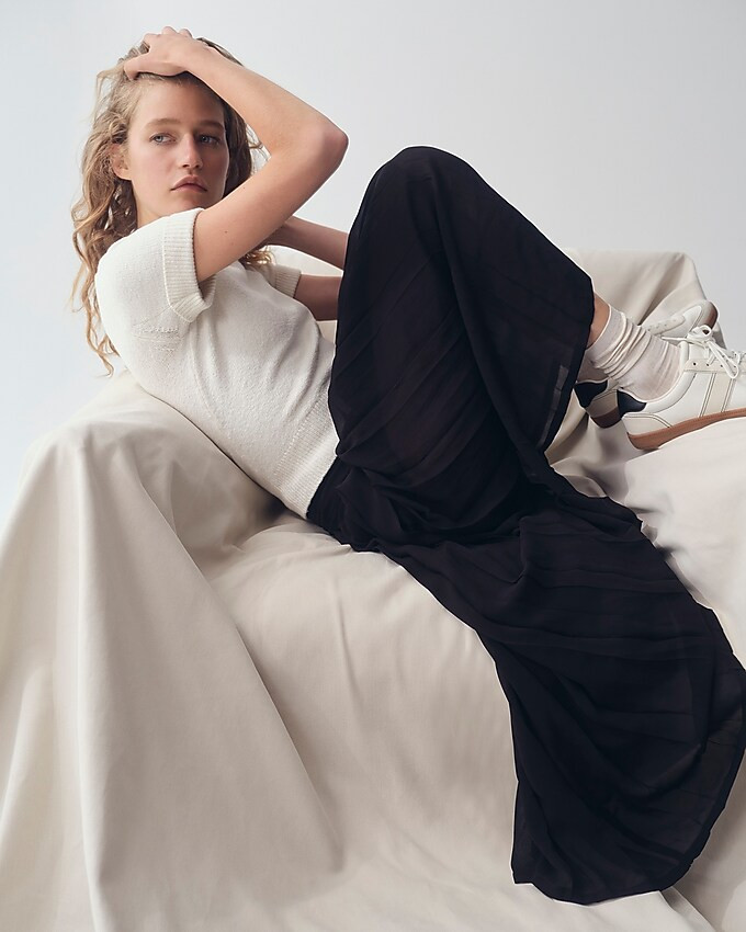 Cuff-sleeve cropped crewneck sweater in textured bouclé | J. Crew US