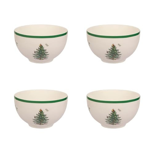 Spode Christmas Tree 6-Inch Rice Bowl, Set of 4 - Round Earthenware Bowls for Soup, Stews, Holiday Meals - Classic Holiday Tableware - Durable, Dishwasher, Microwave & Freezer Safe | Amazon (US)