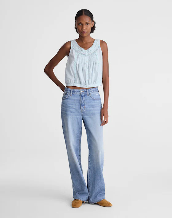 Lace-Insert Pintuck Sleeveless Top | Madewell