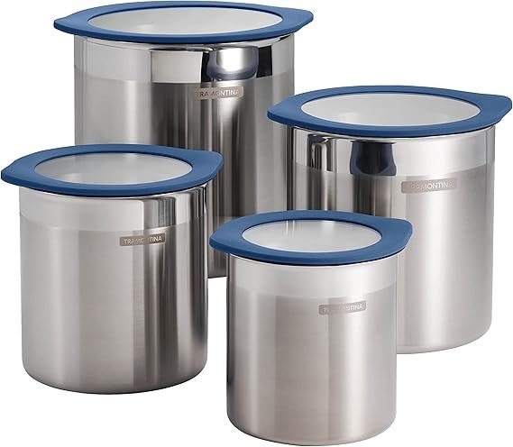 Tramontina 4-Piece Food Storage Containers with Silicone Lids, Stainless Steel Reusable Canister ... | Amazon (US)