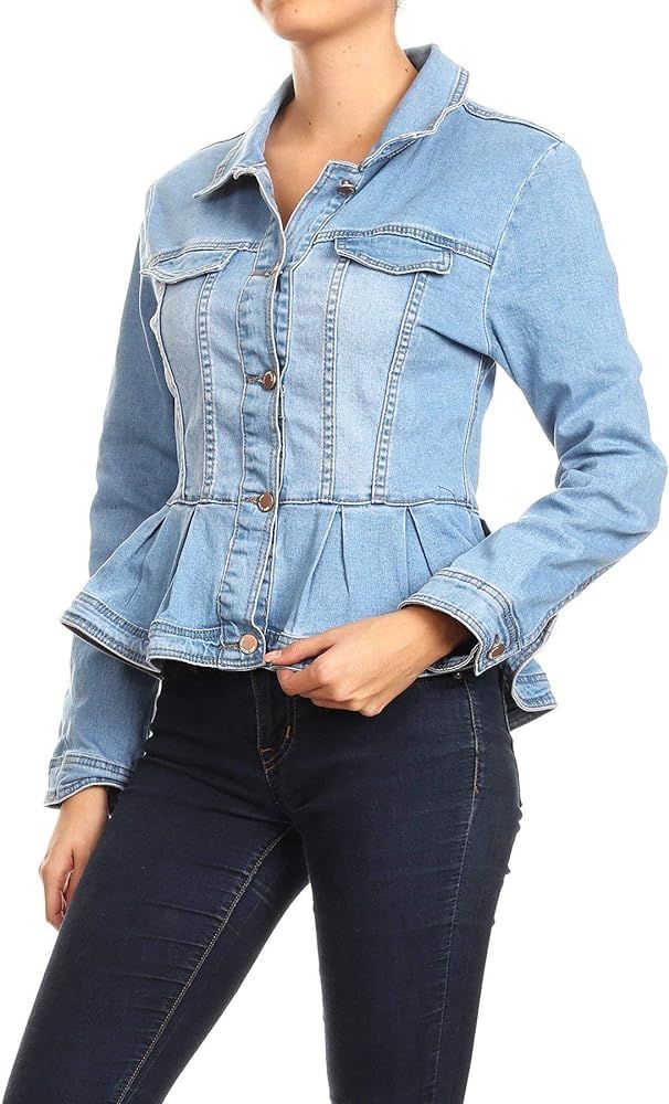 Fashion2Love Women's Plus/Juniors Size Premium Denim Premium Bodice Long Sleeve Jacket | Amazon (US)